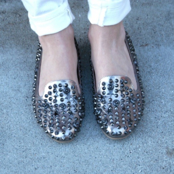 REDUCED! Silver Studded loafer flats
