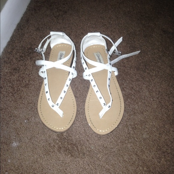 White stud embellished sandals