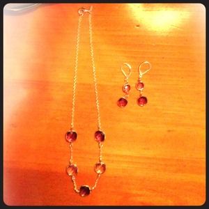 Amethyst necklace & matching earrings