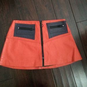 VINTAGE RED LEATHER MINI SKIRT FROM TEL AVIV