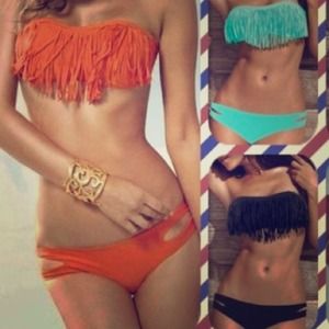 NWOT Orange fringe bikini