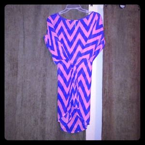 Blue & orange chevron dress