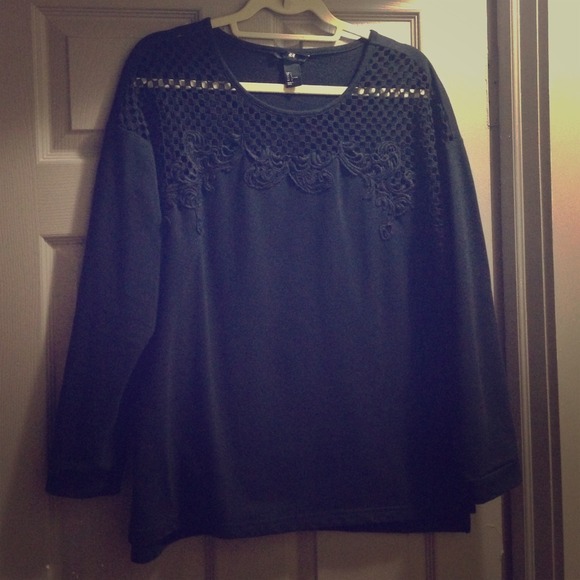 Black lace embellished sweater!!!