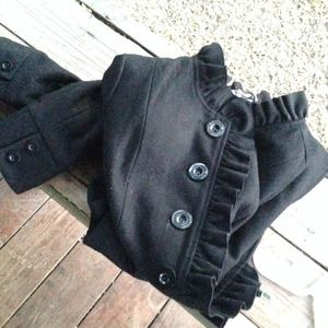 Black pea coat with ruffle  sz medium