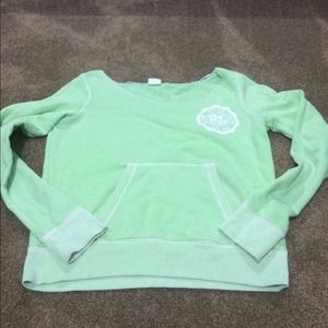 Pink Light green off the shoulder pullover