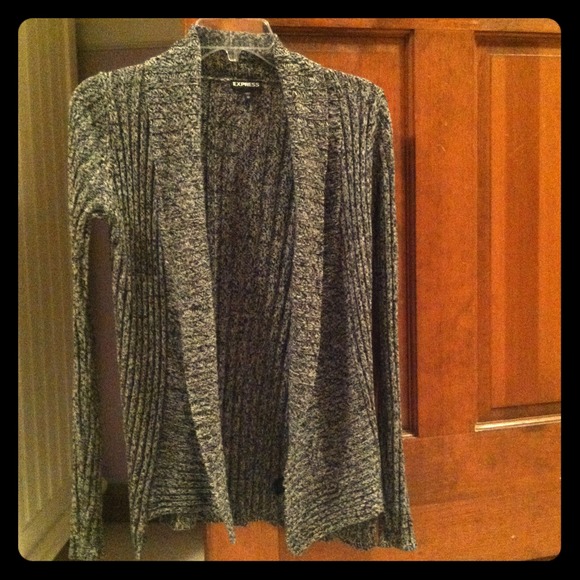 Express black and white open knit cardigan