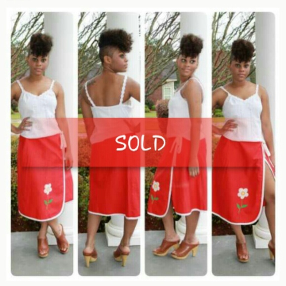 ??New Item?? Red Wrap Apron Style Skirt