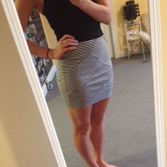 Black and white striped skirt