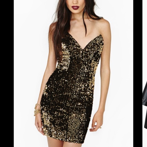 🔥Nasty Gal Golden Glow Sequin Dress🔥