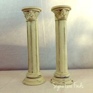 🎉 Shabby Roman Column Candle Holder