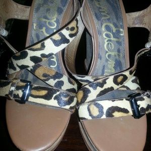 Sam Edelman leopard cork wedge