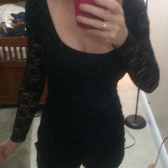 Black lace long sleeve blouse