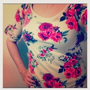 Floral cut out back top