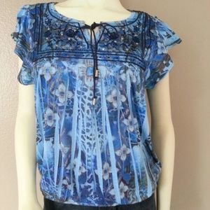 DRESS BARN BLOUSE / TOP - BLUE SIZE SMALL S