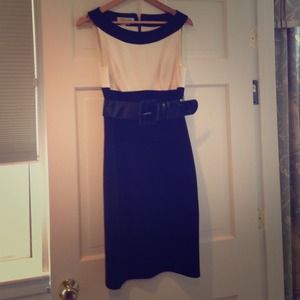 Wool classic black and white dress