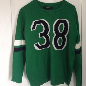 Green varsity sweater