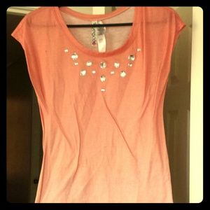 Adorable ombre` coral color jewel shirt!