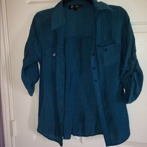 Dark teal button up shirt