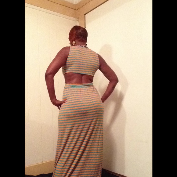 Orange/teal maxi dress(SOLD OUT) - Picture 2 of 2