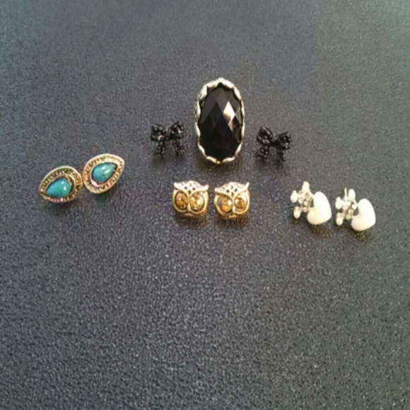 Earrings and ring.