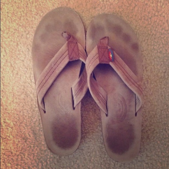 ❌TRADED❌ Brown Leather Rainbow Sandals 🌈