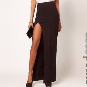 ASOS Black Petite Maxi Skirt with Split