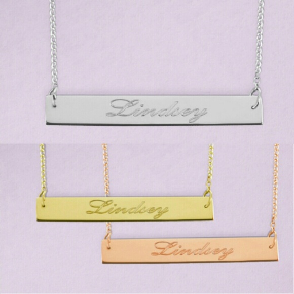 Bar Necklace - Name Engraved in Script