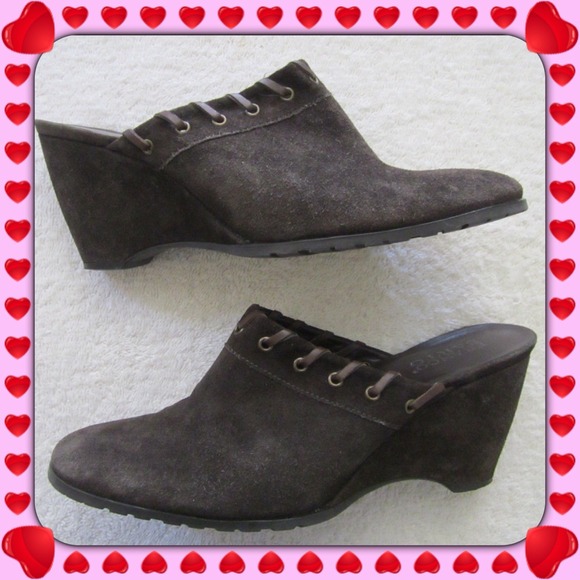 FRANCO SARTO DARK BROWN SUEDE LEATHER SLIDE MULE
