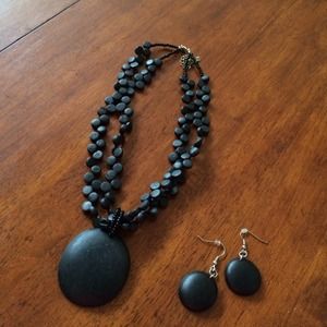 Black necklace and earrings