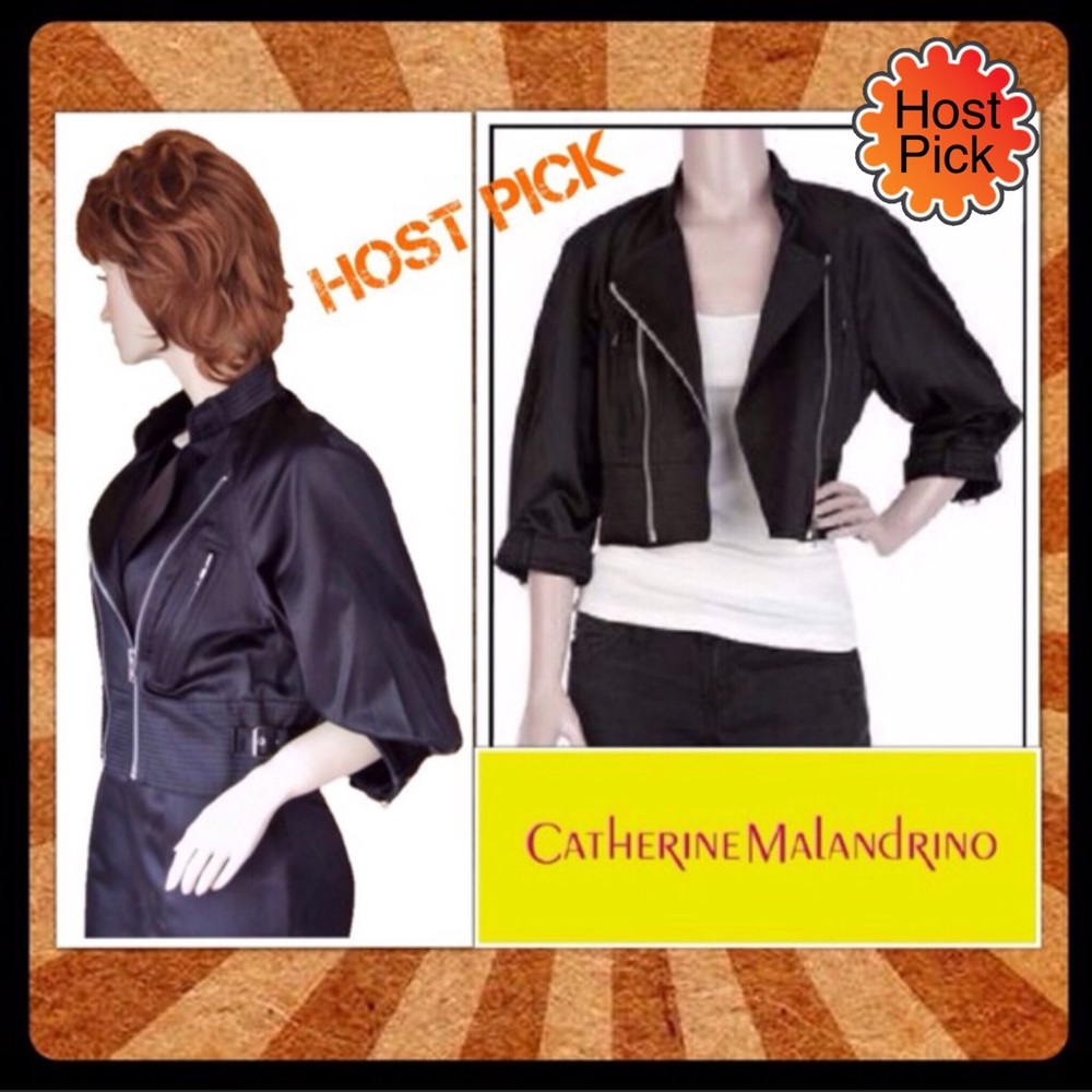 Catherine Malandrino Black Silk blnd crop jacket 8