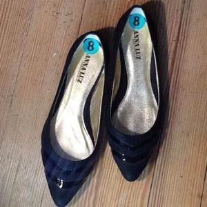 Designer suede & patent flats