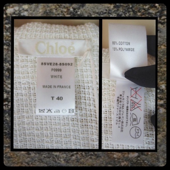 Chloé Bone White Cotton high-low Cape Jacket 6 8 M - Picture 3 of 4