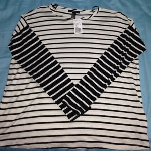 Knit top. Striped- Cream and Black. Long sleeve.