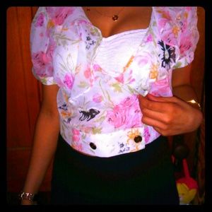 Floral crop top blouse
