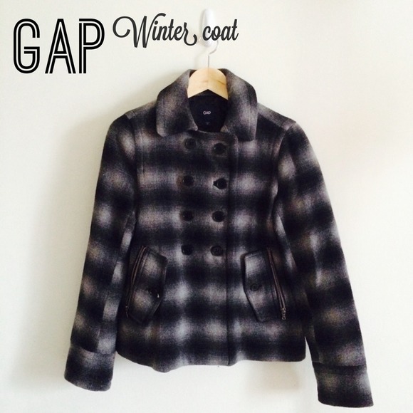 GAP Plaid black coat (size S)