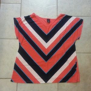 Coral, Navy & White Chevron Shirt 2x