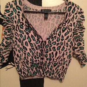 Cheetah print cropped cardigan