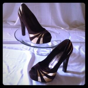 Brown suede platforms