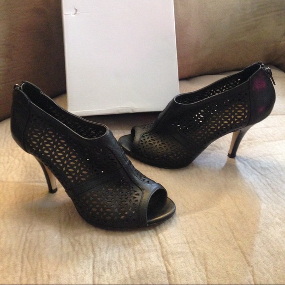 Black Aldo open toe booties