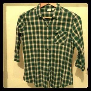 Green plaid top from Uniqlo
