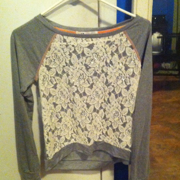 Grey, see through, jolt long sleeve shirt. - Picture 1 of 2