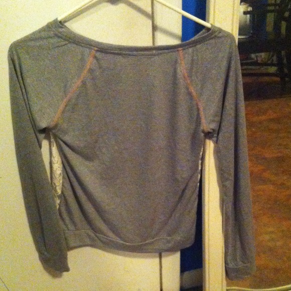 Grey, see through, jolt long sleeve shirt. - Picture 2 of 2