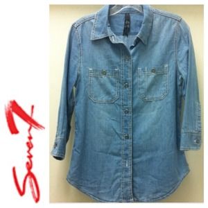 Seven7 Chambray Button up shirt 3/4 sleeve