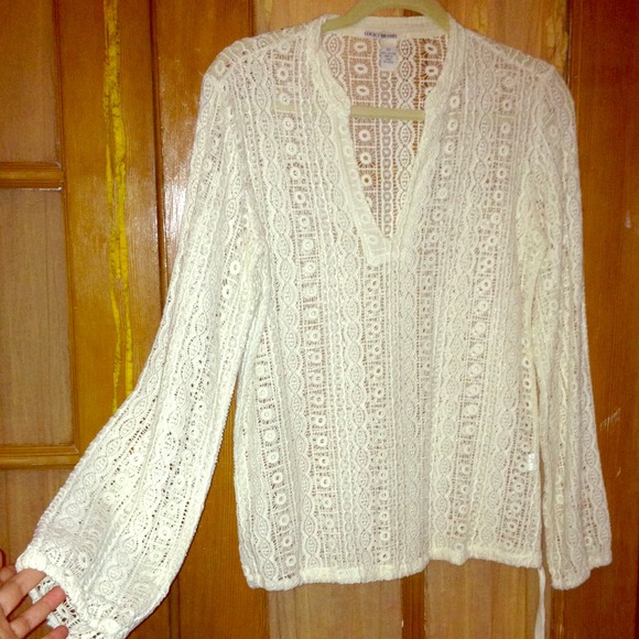 Lucky Brand Crochet Cream Top