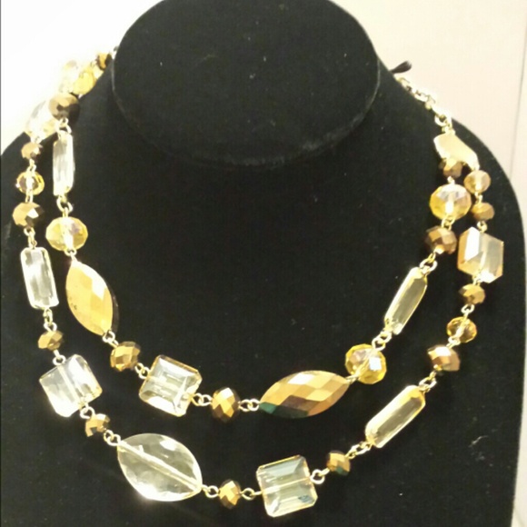 Charter Club amber beaded and gold-toned necklace.