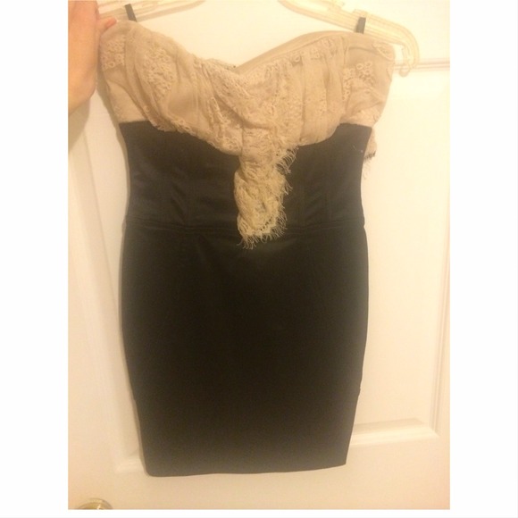 Bebe Black and Tan dress w/lace detail XS