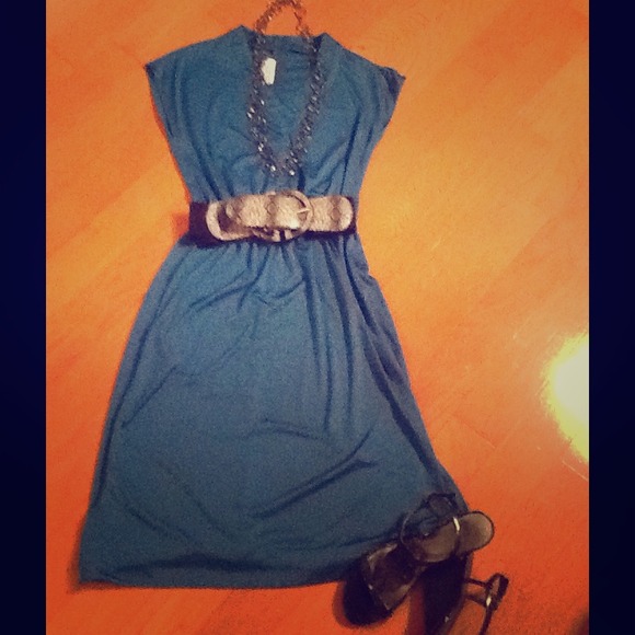 SOLD! Teal one piece tunic dress with belt