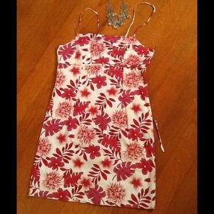 Red floral sun dress