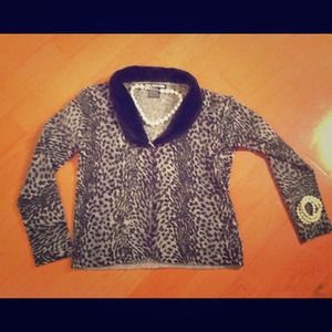 Wool sweater cardigan removable faux fur collar