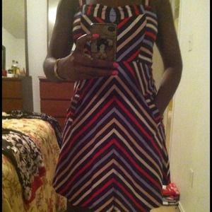Cotton striped dress with thin straps and  x back.